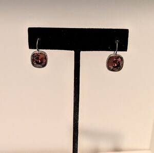 Elegant Silver and Brown Drop Earrings